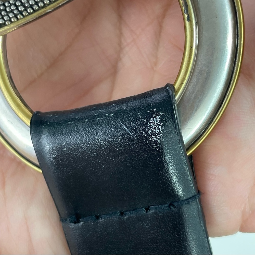Chico’s Black Leather Two-Tone Decorative Buckle‎ Belt - Picture 9 of 12